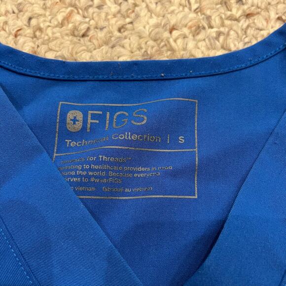 Figs Technical Collection Scrub Top Short Sleeve Sz S Blue Workwear - Picture 2 of 5